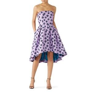 Shoshanna Novara Dress Floral Jacquard Purple Printed Crepe, Size 14, Rt. $660
